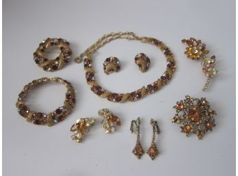 Brown Rhinestones  Vintage Costume Jewelry