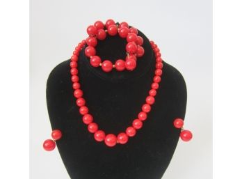Vintage Red Bead Jewelry Sets
