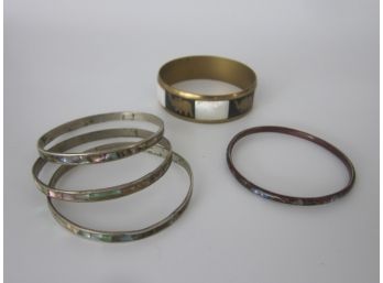 Group Lot Of Mother Of Pearl Bangle Bracelets