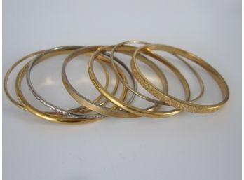 Group Lot Of Gold Tone Bangle Bracelets