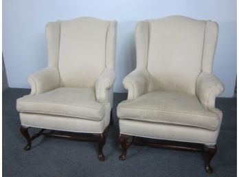 Pair Of High Back Wing Chairs