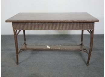 Brown Painted Wicker And Bamboo  Console