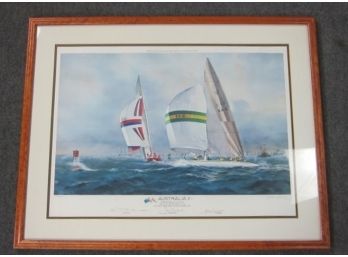 1983 AMERICAS CUP AUSTRALIA II Sailing Print Signed