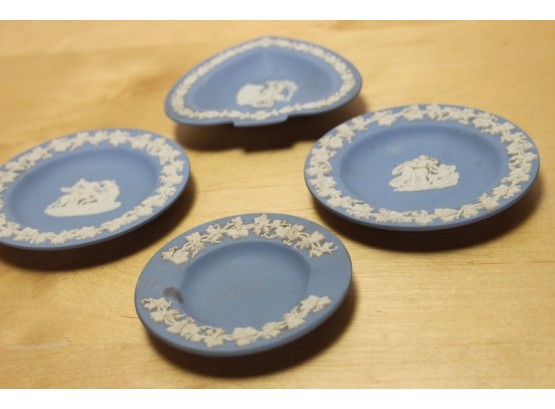 Set Of 4 Wedgwood Blue Jasperware Small Plates