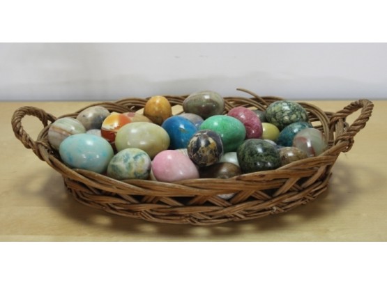 Basket Full With Marble Eggs