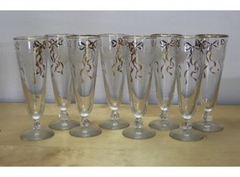 Libbey Rose Classic Pilsners With Gold Ribbon Pattern Set