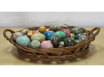 Basket Full With Marble Eggs