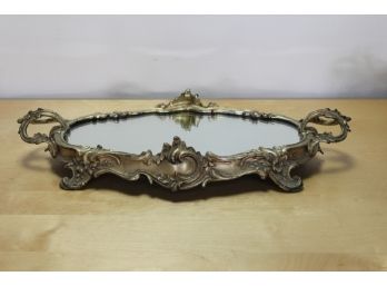 Vintage Victorian Brass Plateau Mirror Dresser Tray
