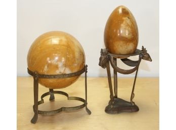 Round Marble Ball And Egg  On A Stands