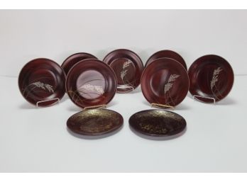 Japanese Red Lacquered Serving Plates