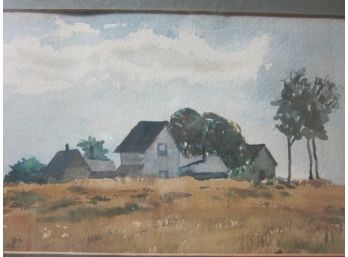 Watercolor Of A House On The Hills