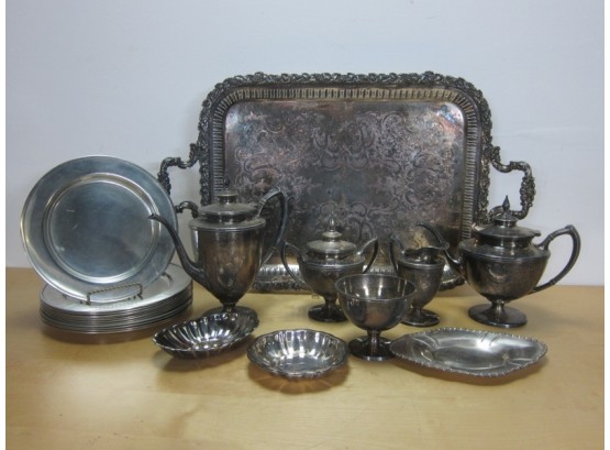 Assorted Lot Of Silver-Plated And Pewter