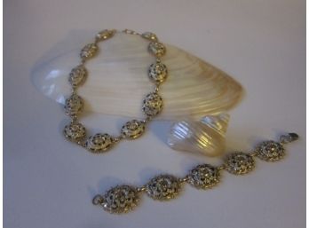 Vintage Signed Marino Parure Enameled Necklace & Bracelet