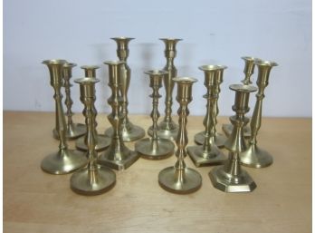 Group Lot Of Brass Candlesticks