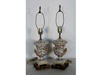 Pair Of Porcelain Urn Lamps