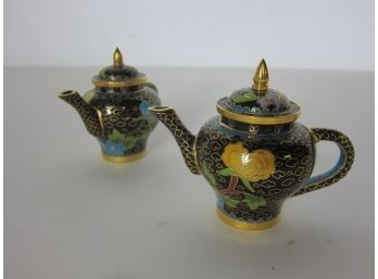 2  Miniature Cloisonne Teapots