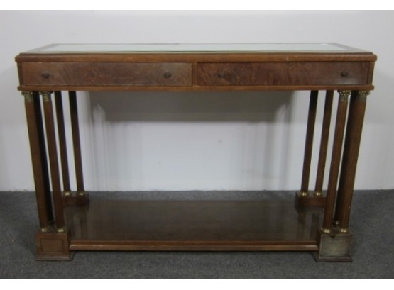 Mirror Top Console Table With Columns