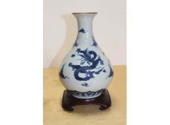 Vintage Fitz And Floyd Asian Dragon Porcelain Vase
