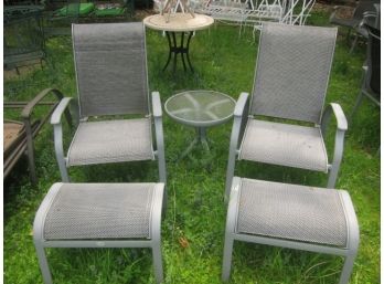 Pair Of Thesource Lounge Chairs With Stools
