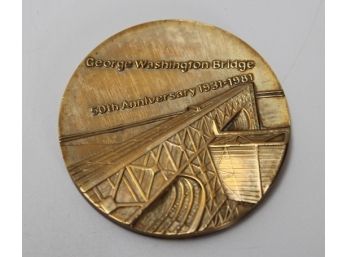 George Washington Bridge New York City Jersey 2.75' Bronze Medal NYC
