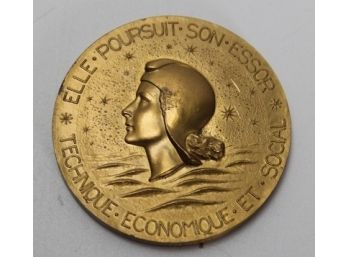 France 1962 French Line CGT Ship Bronze Art Medal