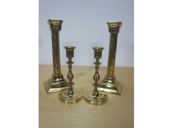 2 Pair Of Brass Candle Holders