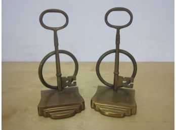 Pair Of Brass Skeleton Key Bookends.