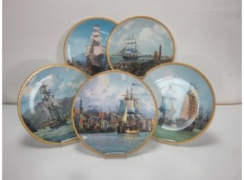 5 American Ships Of The China Trade Plates