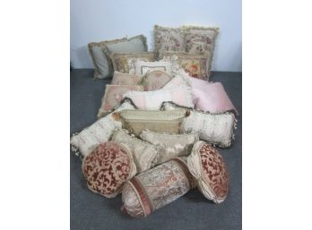 Large Group Of Vintage Embroidery Pillows