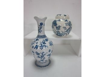 Coalport Pottery Vase And Mason’s 'Manchu Blue' Ironstone Ginger Jar.