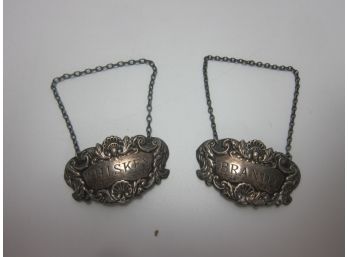 Vintage Solid Silver Decanter Label BRANDY  & Whiskey