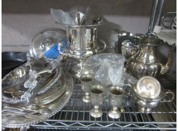 Shelf Lot Of Silver-Plate