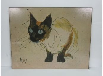 Vintage Fritz Hug Mid Century Siamese Cat Giclee Print On Masonite