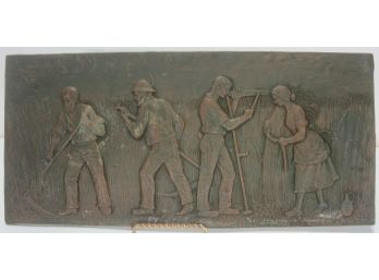 Bronze Plaque Of Wheat Workers