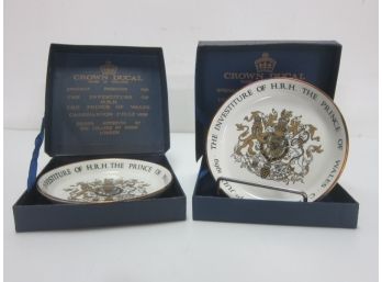 2- 1969 Crown Ducal Commemorative Plate - Investiture Of H.R.H. The Prince Of Wales