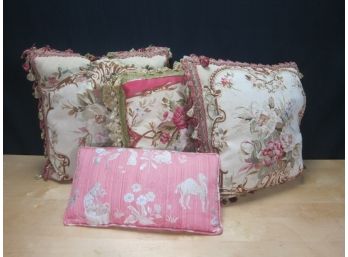 Group Lot Of Embroider Pillows (257)