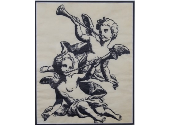 Unsigned  Decorative Cherub Print (14)
