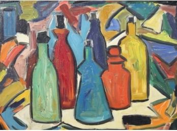 Unsigned Still Life Of Colorful  Bottles (266)
