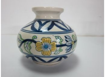 Blue & White Vase With Yellow Flower