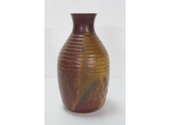 Unsigned Brown & Gold  Pottery  Vase