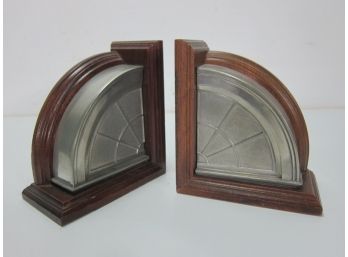Kirk Stieff Pewter Thomas Jefferson Monticello Pewter & Wood Bookends