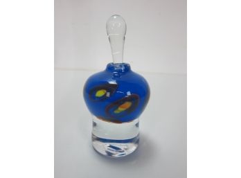 Signed  Art Glass Perfume Bottle With Topper