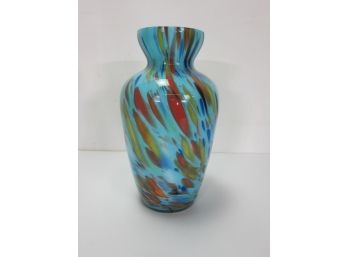 Hand Blown Multi-Colored Murano Inspired Art Glass Vase