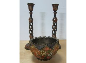 Hand Made By Ali-brothers Hassanabad Candlestick & Bowl