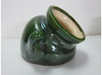 Unsigned Half Green Glaze  Vase