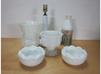 Assorted Lot Of Milk Glass