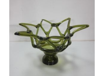 Large Hand Blown Glass Murano Art Style Vase/ Bowl Web  Sculpture