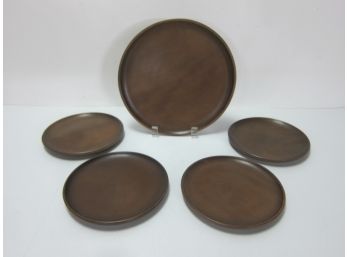 5 Vintage Wooden Plates & Platter