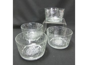4 Modern Clear Glass Bowls