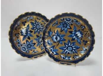 Pair Of Spode Blue Plates With Gold Trim (RB#38)